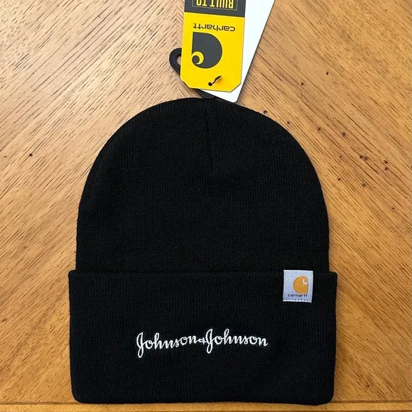 New Carhartt Cuffed Johnson & Johnson Black Beanie - Picture 1 of 2